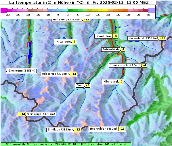 Temperatur, 13. 2. 2026