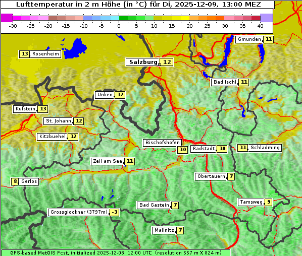 Temperatur, 9. 12. 2025
