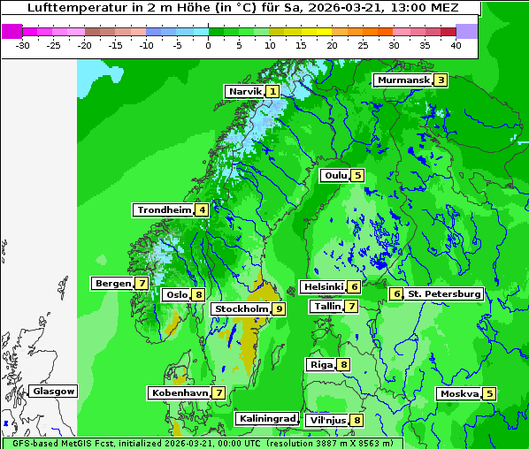 Temperatur, 21. 3. 2026