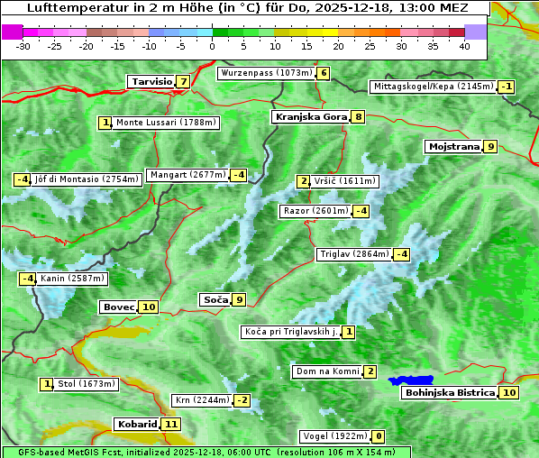 Temperatur, 18. 12. 2025