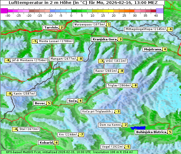 Temperatur, 16. 2. 2026