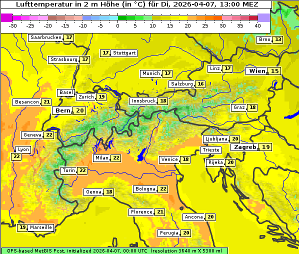 Temperatur, 7. 4. 2026