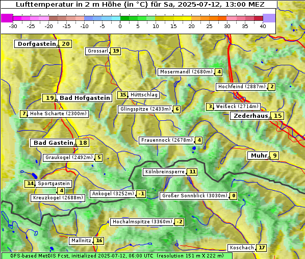 Temperatur, 12. 7. 2025