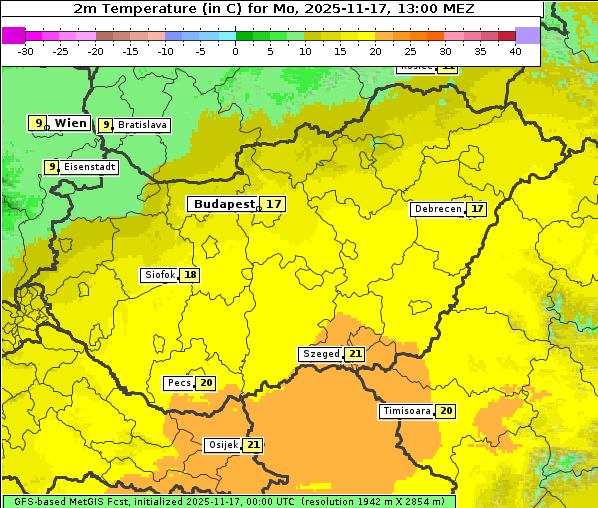 Temperatur, 17. 11. 2025