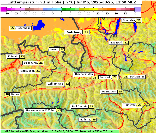 Temperatur, 25. 8. 2025