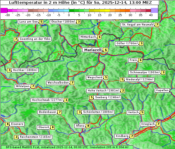 Temperatur, 14. 12. 2025