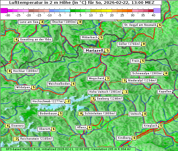 Temperatur, 22. 2. 2026