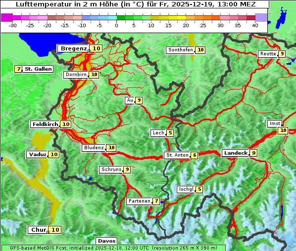 Temperatur, 19. 12. 2025