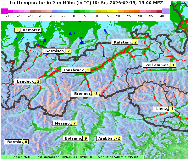 Temperatur, 15. 2. 2026