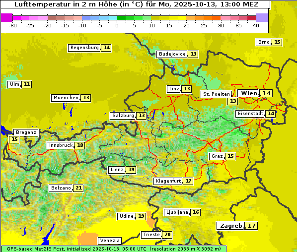 Temperatur, 13. 10. 2025