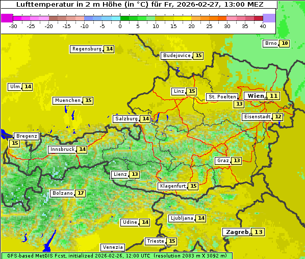 Temperatur, 27. 2. 2026
