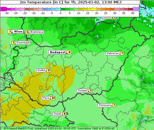 Temperatur, 2. 1. 2025