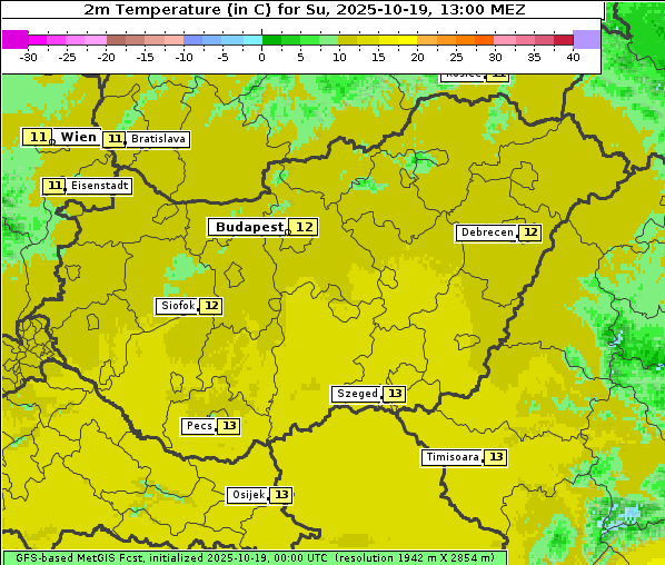 Temperatur, 19. 10. 2025