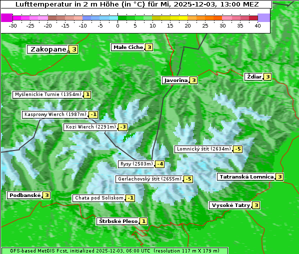 Temperatur, 3. 12. 2025