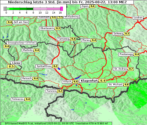 Niederschlag, 22. 8. 2025