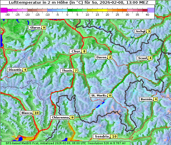 Temperatur, 8. 2. 2026