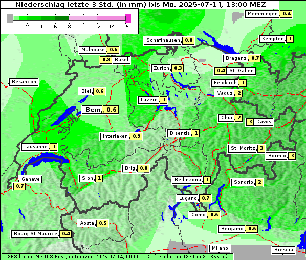 Niederschlag, 14. 7. 2025