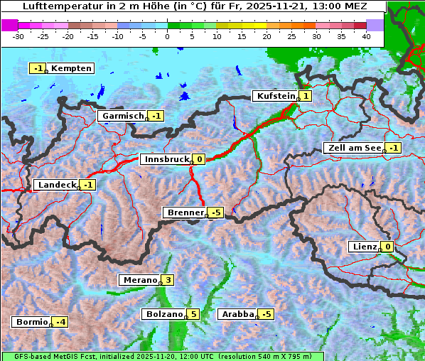 Temperatur, 21. 11. 2025