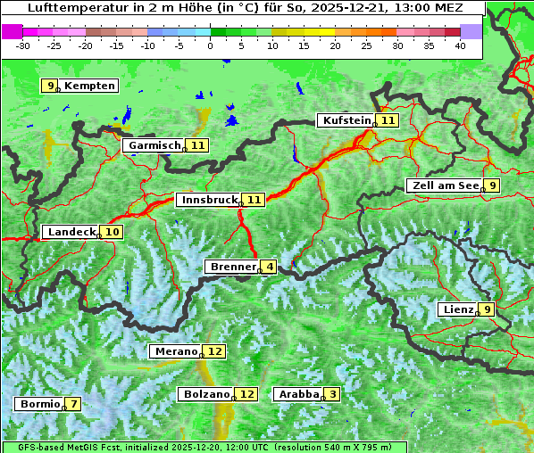 Temperatur, 21. 12. 2025