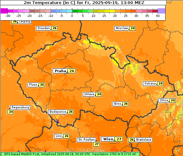 Temperatur, 19. 9. 2025