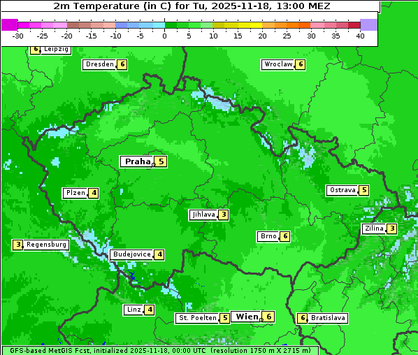 Temperatur, 18. 11. 2025