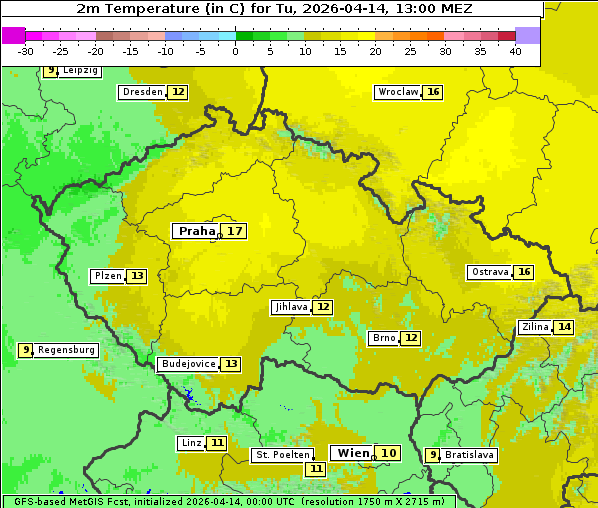 Temperatur, 14. 4. 2026