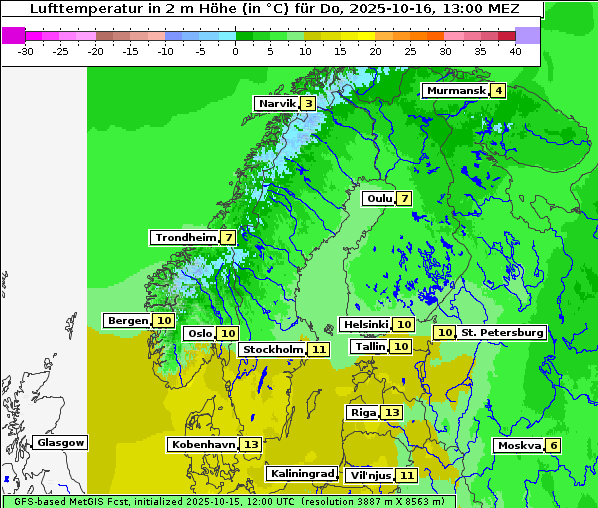 Temperatur, 16. 10. 2025
