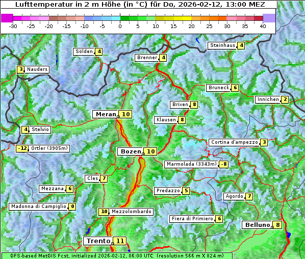 Temperatur, 12. 2. 2026