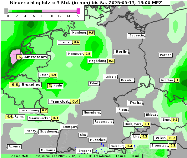 Niederschlag, 13. 9. 2025