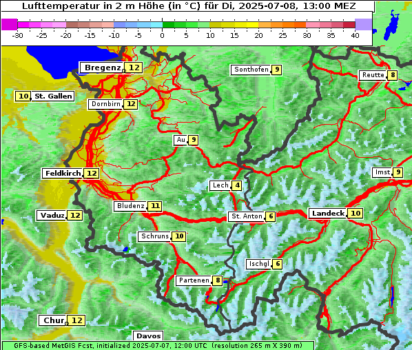 Temperatur, 8. 7. 2025