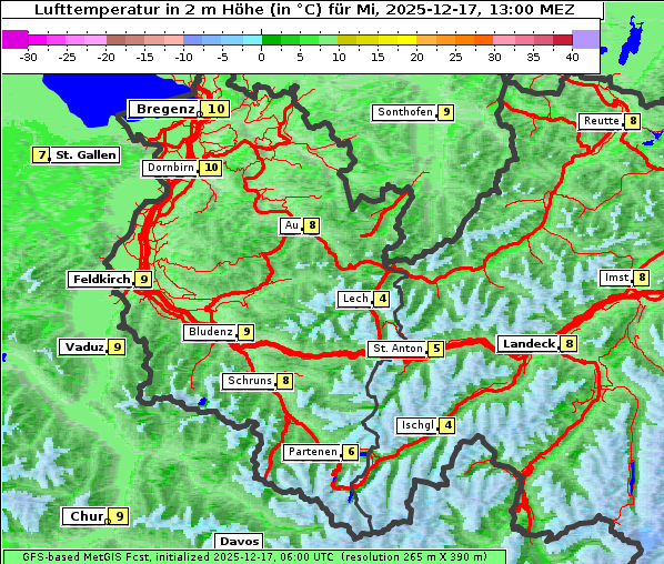 Temperatur, 17. 12. 2025