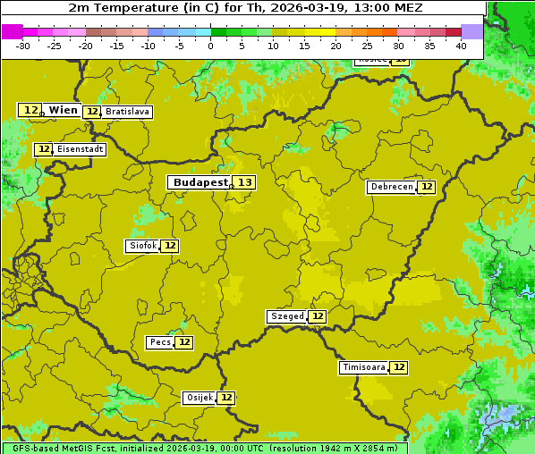 Temperatur, 19. 3. 2026