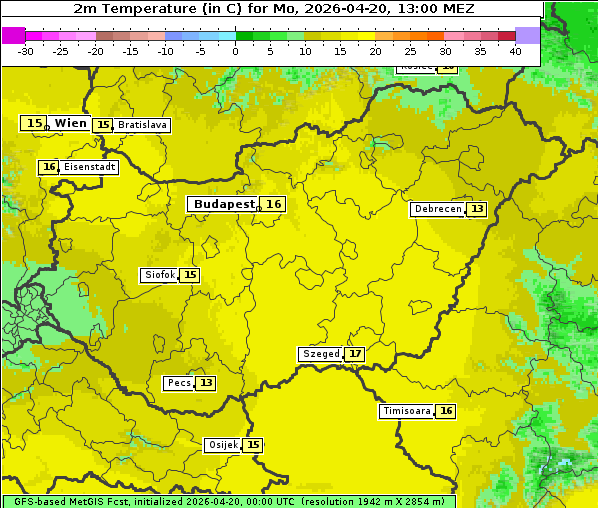 Temperatur, 20. 4. 2026