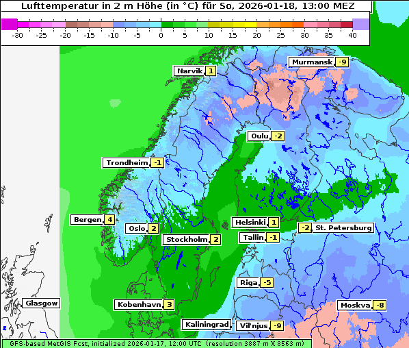 Temperatur, 18. 1. 2026