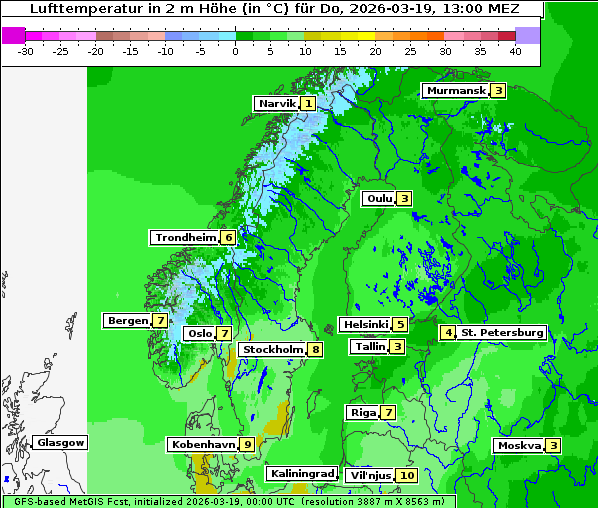 Temperatur, 19. 3. 2026