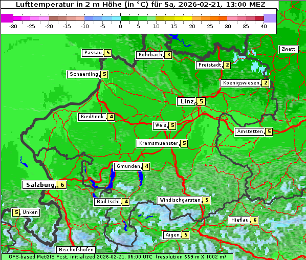 Temperatur, 21. 2. 2026