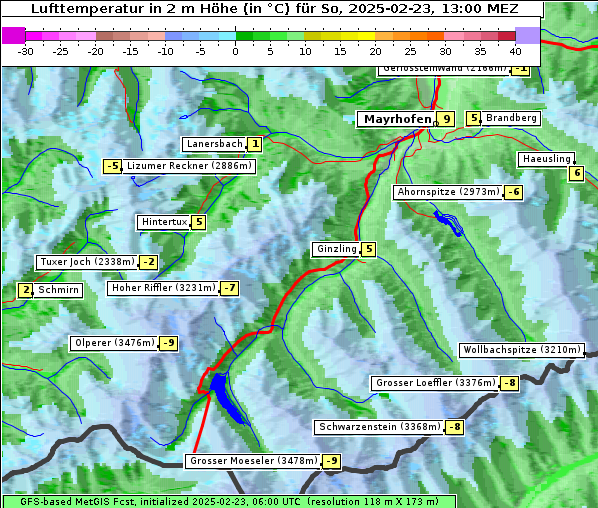 Temperatur, 23. 2. 2025