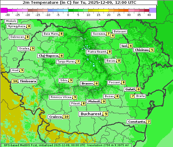 Temperatur, 9. 12. 2025