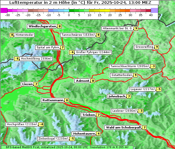 Temperatur, 24. 10. 2025