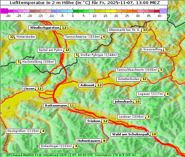 Temperatur, 7. 11. 2025