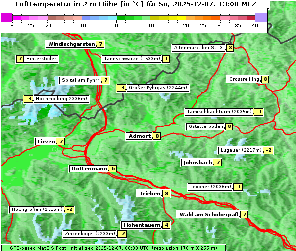 Temperatur, 7. 12. 2025