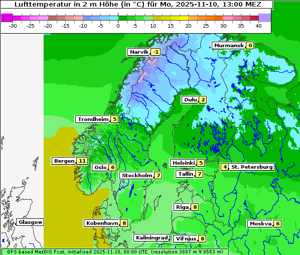 Temperatur, 10. 11. 2025