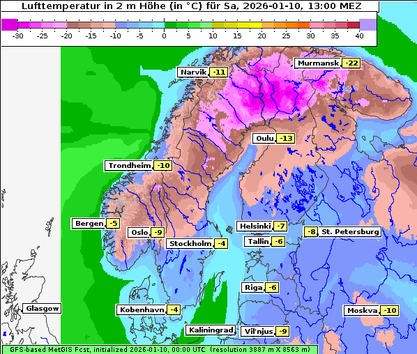 Temperatur, 10. 1. 2026