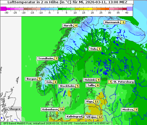 Temperatur, 11. 3. 2026