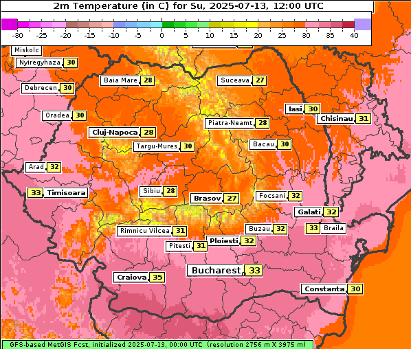 Temperatur, 13. 7. 2025