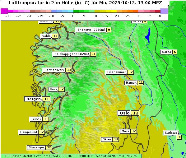 Temperatur, 13. 10. 2025