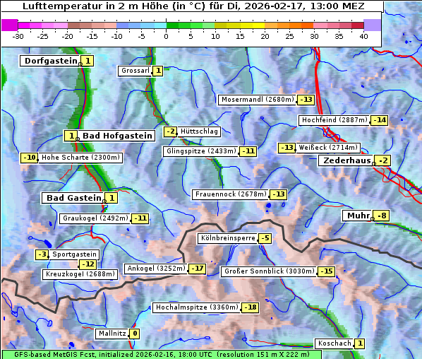 Temperatur, 17. 2. 2026