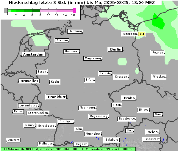 Niederschlag, 25. 8. 2025