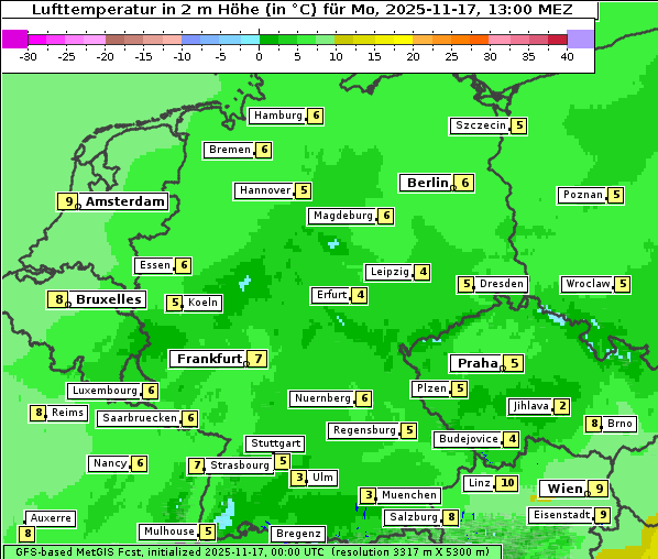Temperatur, 17. 11. 2025