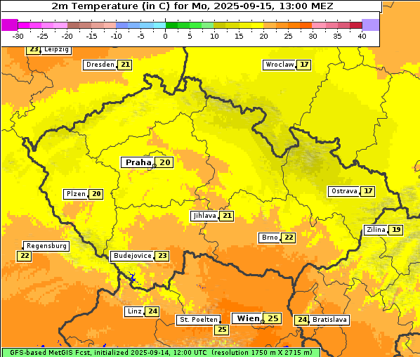 Temperatur, 15. 9. 2025